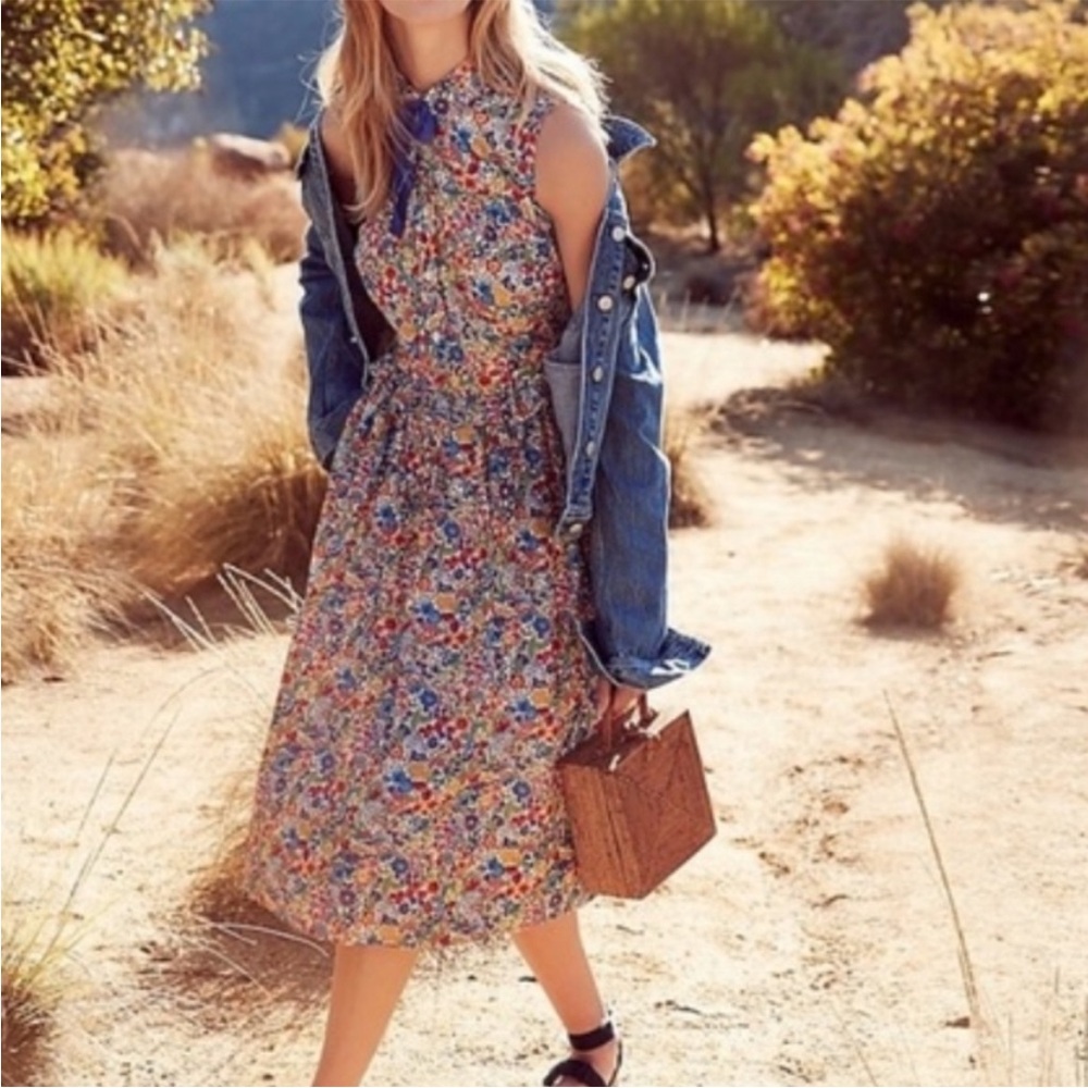 J. Crew Liberty of London Multicolor Floral Midi Dress